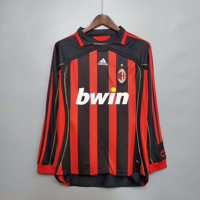 Camisa Milan Home Manga Longa 07/08 - Versão Retro