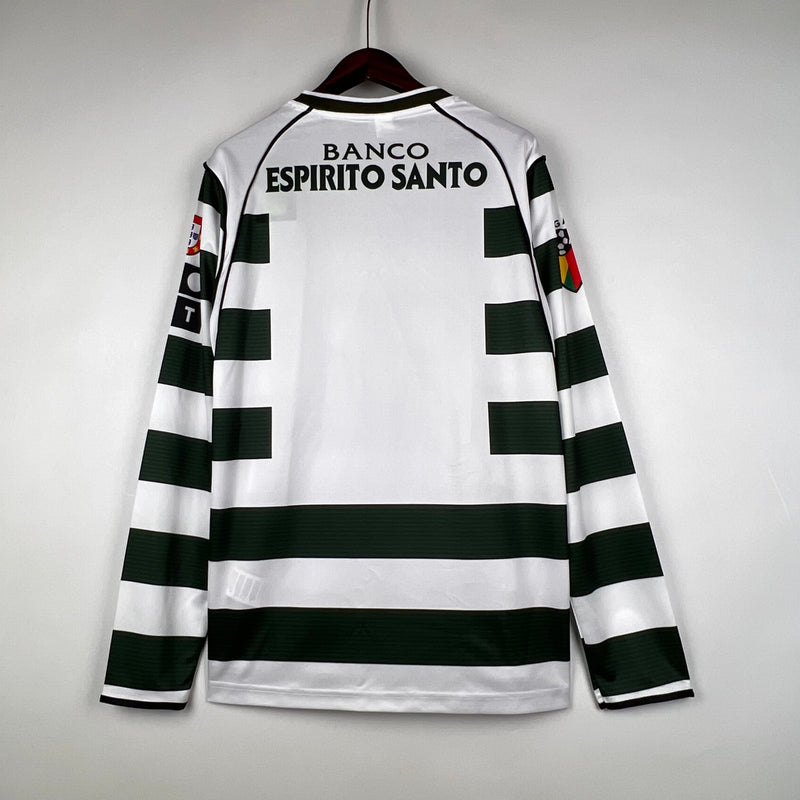 Camisa Sporting Home Manga Longa 2002/03 - Versão Retro