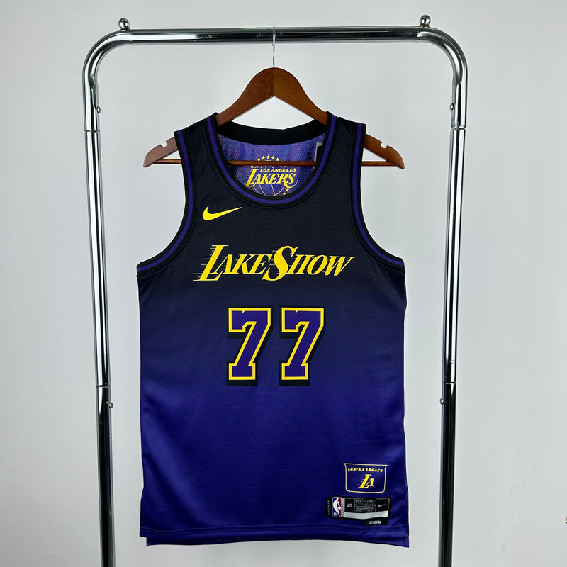 Regata NBA Los Angeles Lakers City Edition 2024/25 - Masculina - Preta e Roxa