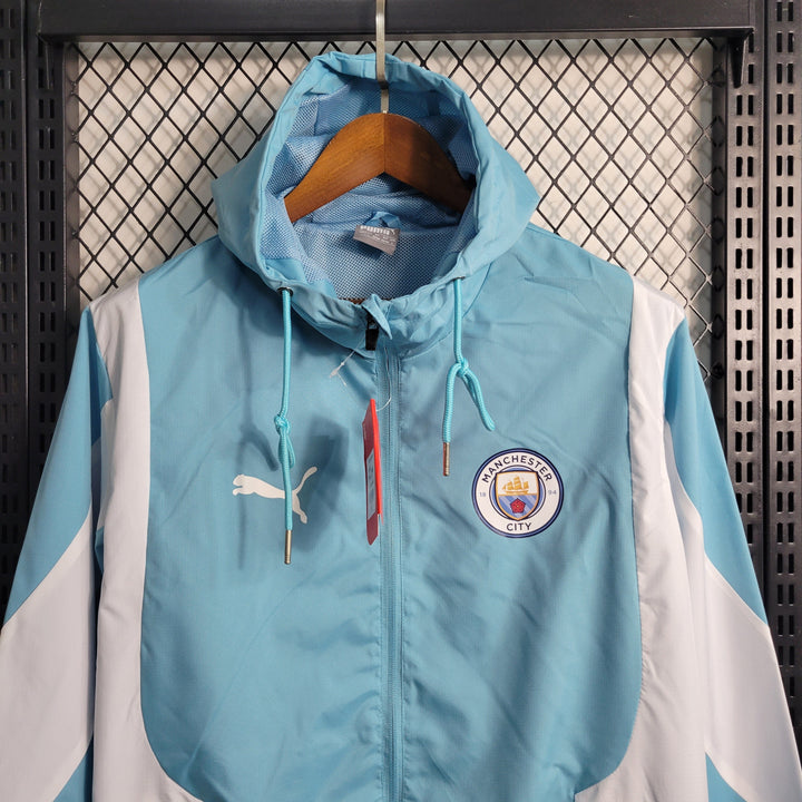Jaqueta Corta Vento Manchester City 23/24 - Azul e Branca - JV Imports