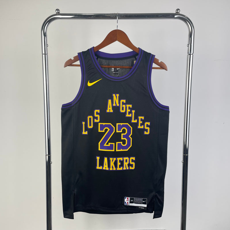 Regata NBA Los Angeles Lakers City Edition 23/24 - Masculina - Preta