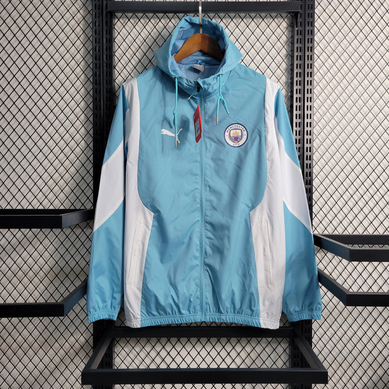 Jaqueta Corta Vento Manchester City 23/24 - Azul e Branca - JV Imports