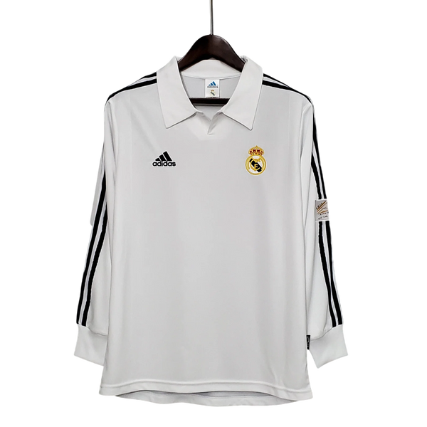 Camisa Real Madrid Titular 2002 - Versão Retro Manga Comprida