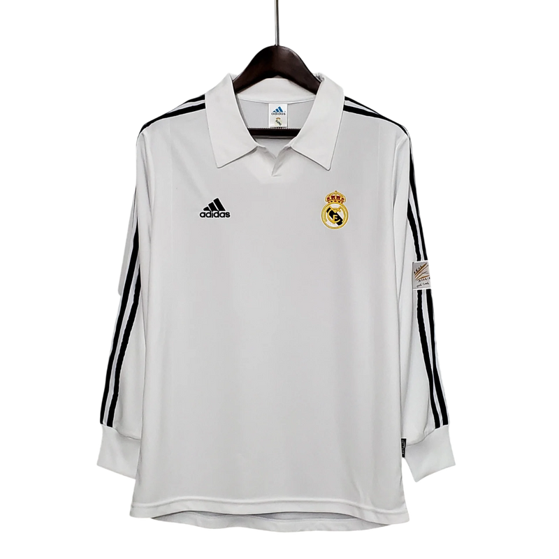 Camisa Real Madrid Titular 2002 - Versão Retro Manga Comprida