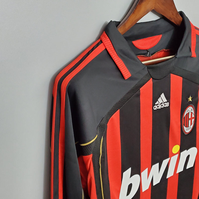 Camisa Milan Home Manga Longa 07/08 - Versão Retro