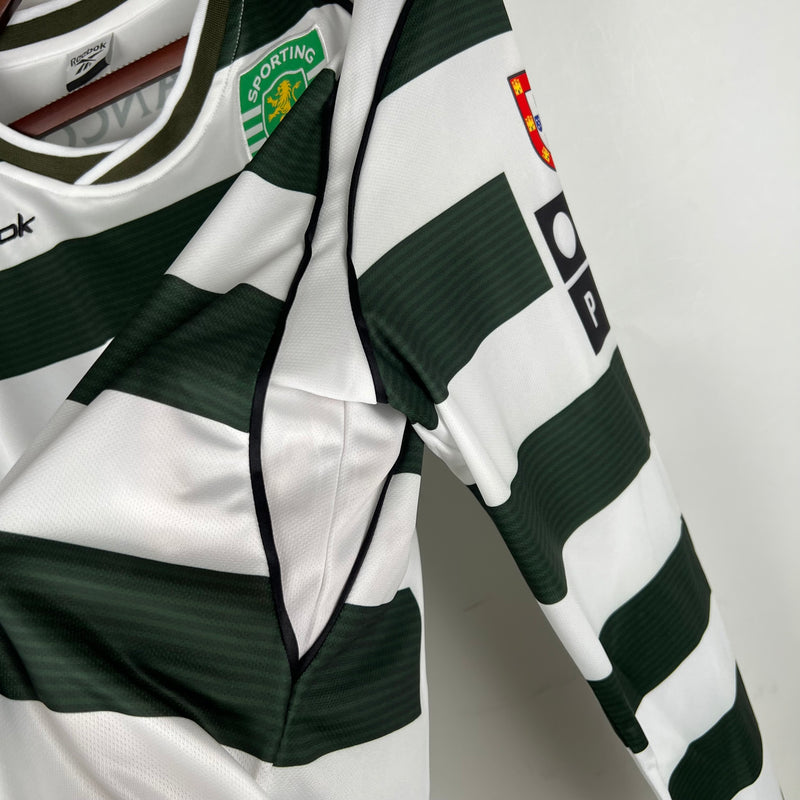 Camisa Sporting Home Manga Longa 2002/03 - Versão Retro