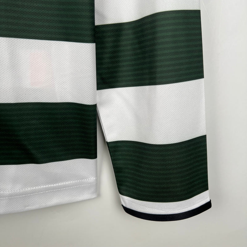 Camisa Sporting Home Manga Longa 2002/03 - Versão Retro