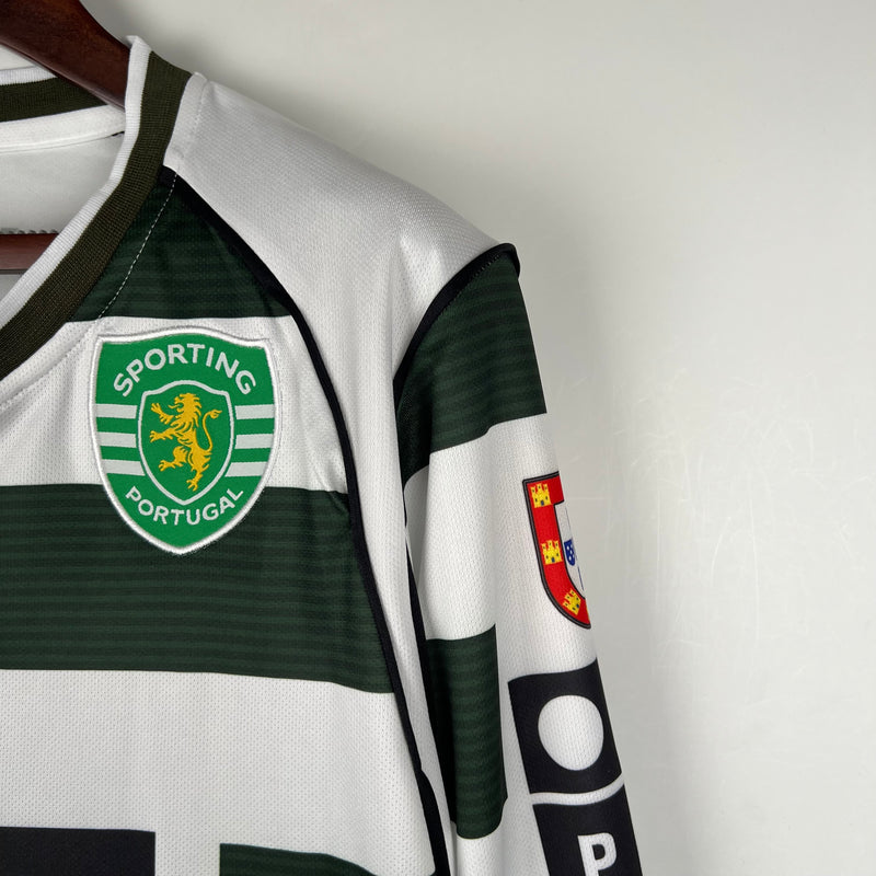 Camisa Sporting Home Manga Longa 2002/03 - Versão Retro