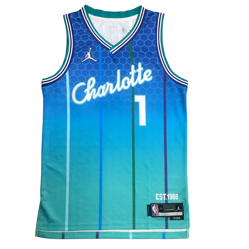 Regata NBA Charlotte Hornets City Edition 75º NBA 21/22 - Masculina - Azul