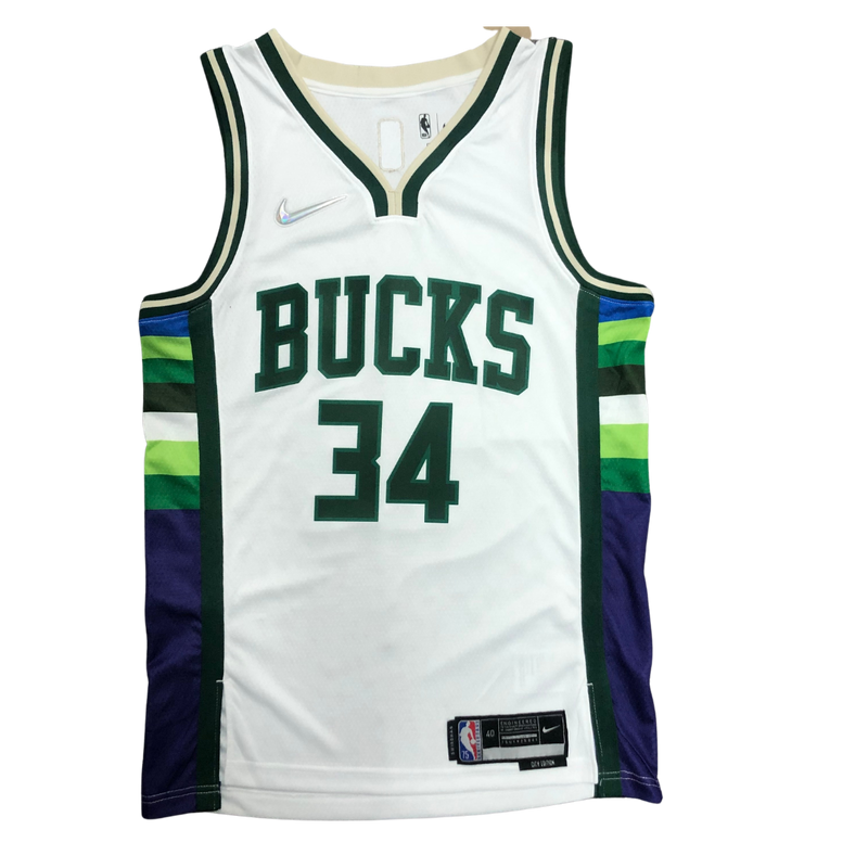Regata NBA Milwaukee Bucks City Edition 75º NBA 21/22 - Masculina - Branca