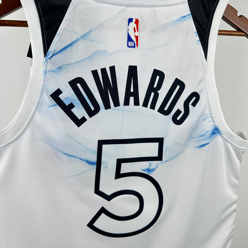 Regata NBA Minnesota Timberwolves City Edition 2024/25 - Masculina - Branco e Azul