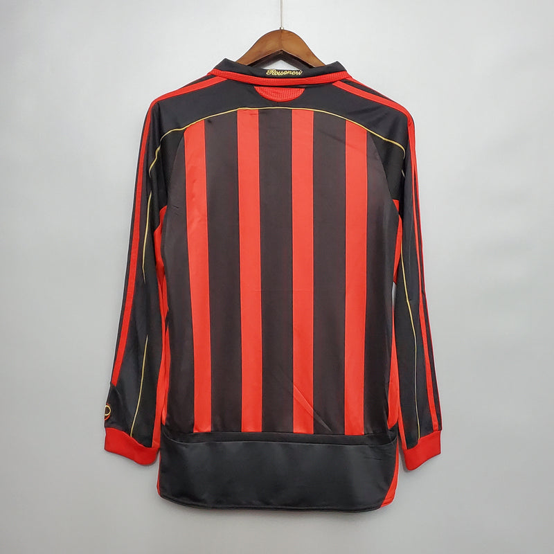 Camisa Milan Home Manga Longa 07/08 - Versão Retro