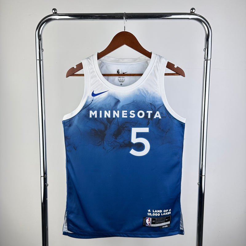 Regata NBA Minnesota Timberwolves City Edition 2023/24 - Masculina - Branco e Azul