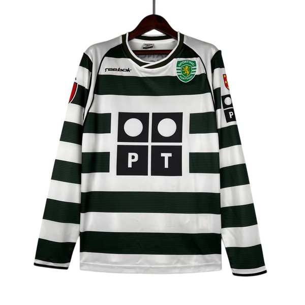 Camisa Sporting Home Manga Longa 2002/03 - Versão Retro
