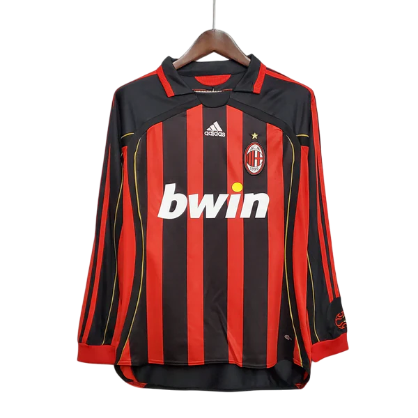 Camisa Milan Home Manga Longa 06/07 - Versão Retro